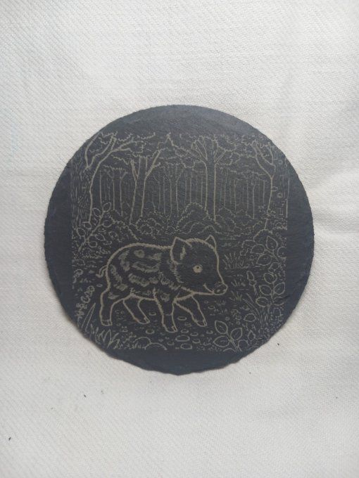 Gravure sur dessous de verre - Ardoise rond